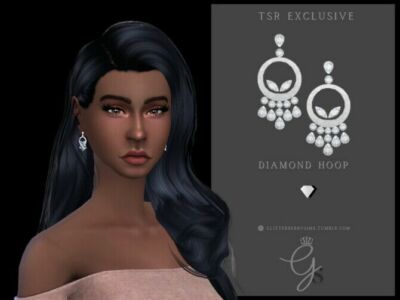 Diamond Hoop Earrings By Glitterberryfly Sims 4 CC