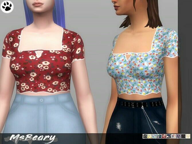 Ditsy Floral Crop-Top By Msbeary Sims 4 CC