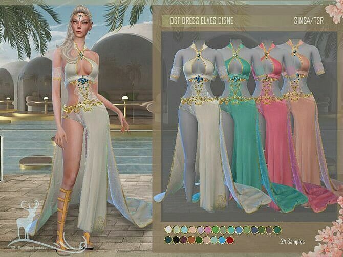 Dress Elves Cisne By Dansimsfantasy Sims 4 CC