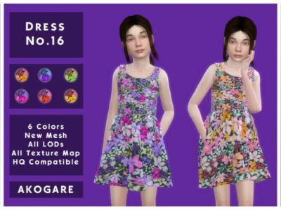 Dress No.16 By Akogare Sims 4 CC