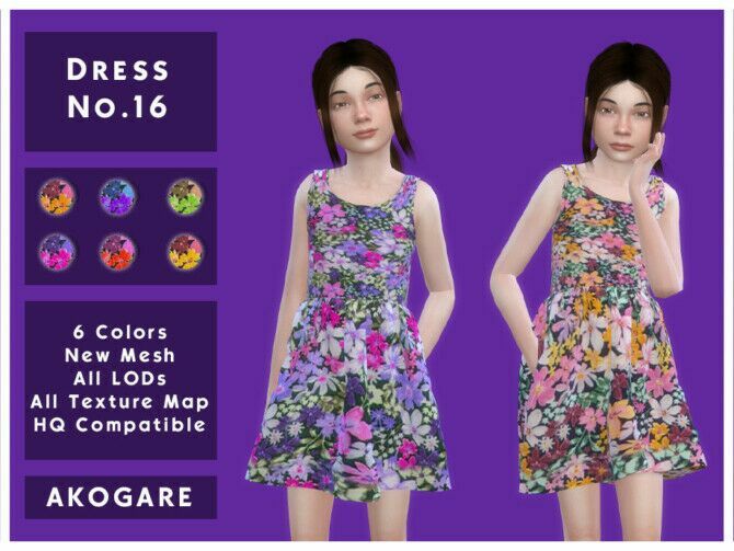 Dress No.16 By Akogare Sims 4 CC