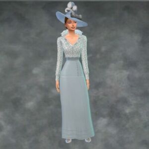 Dress With Ruffled Blouse At Medieval SIM Tailor Sims 4 CC