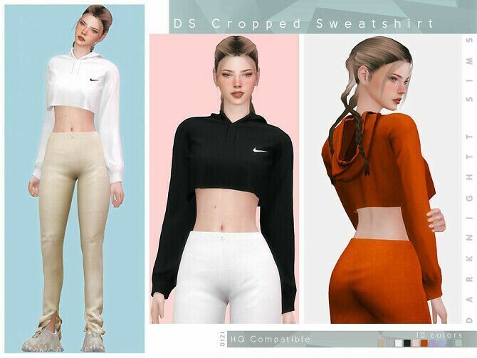 DS Cropped Sweatshirt By Darknightt Sims 4 CC