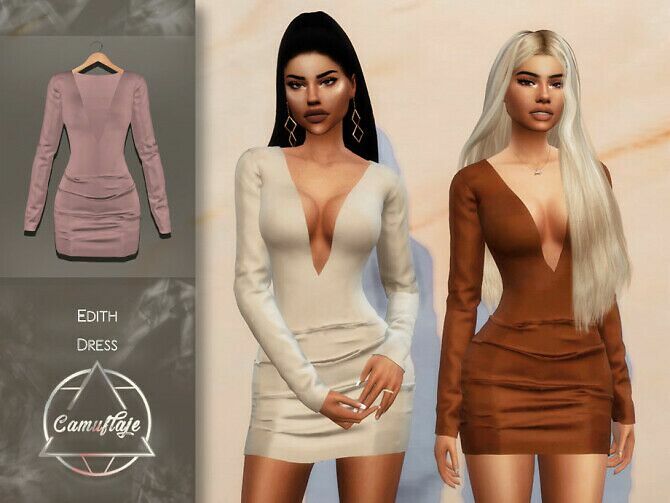 Edith Dress By Camuflaje Sims 4 CC