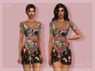 Embellished Dress DR389 By Laupipi Sims 4 CC