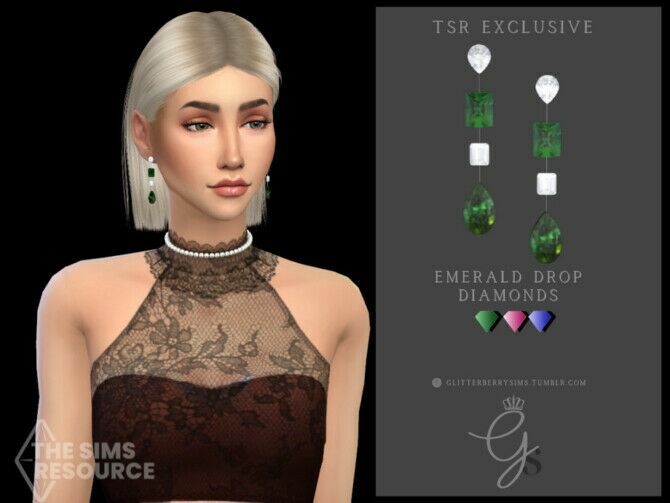 Emerald Drop Diamonds By Glitterberryfly Sims 4 CC