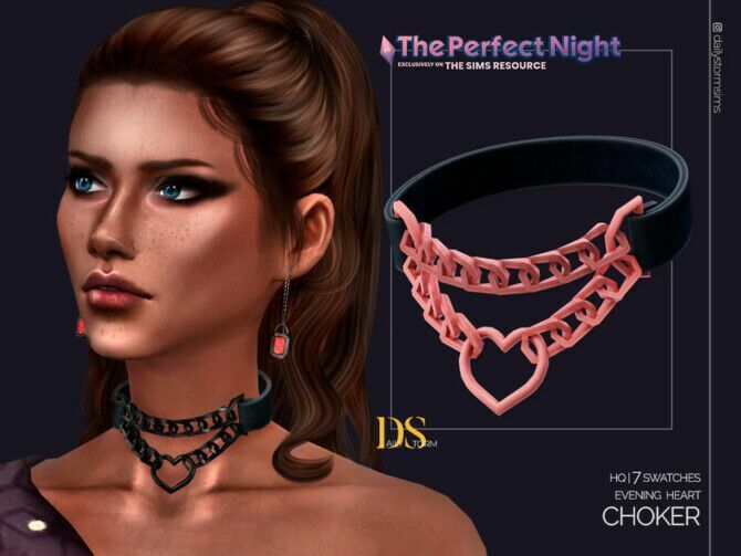 Evening Heart Choker By Dailystorm Sims 4 CC