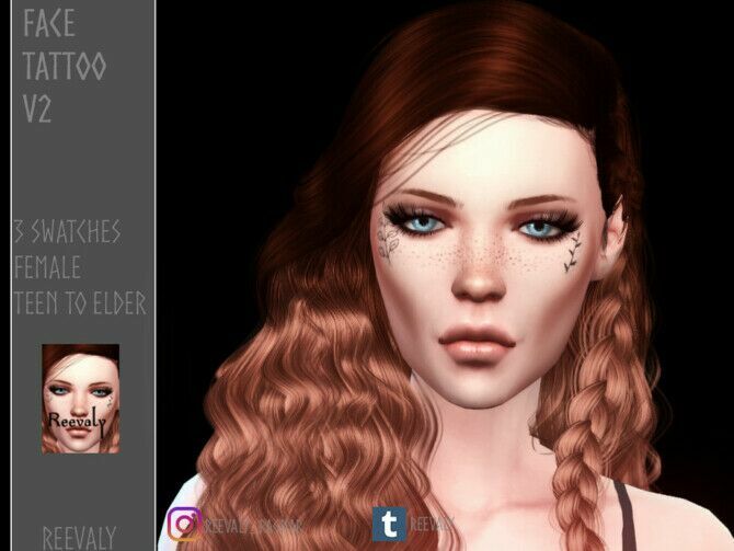 Face Tattoo V2 By Reevaly Sims 4 CC