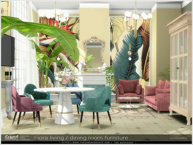 Fiora Living Dining Room Furniture By Severinka Sims 4 CC