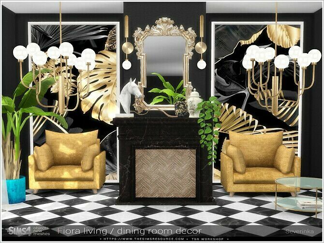 sims 4 cc fiora livingdining room decor by severinka 2