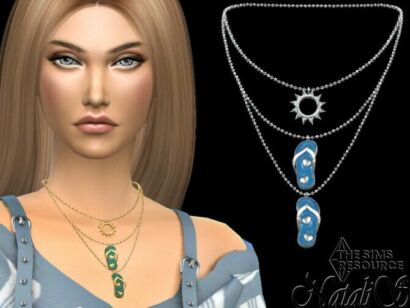 Flip Flop Pendant Layered Necklace By Natalis Sims 4 CC