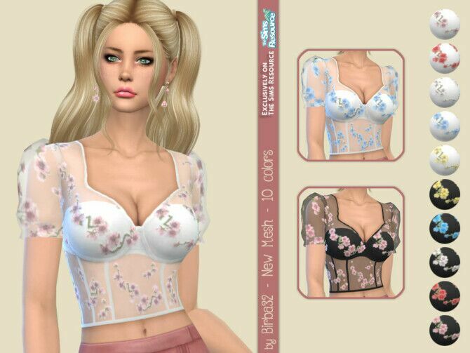 Flowers Spring TOP By Birba32 Sims 4 CC