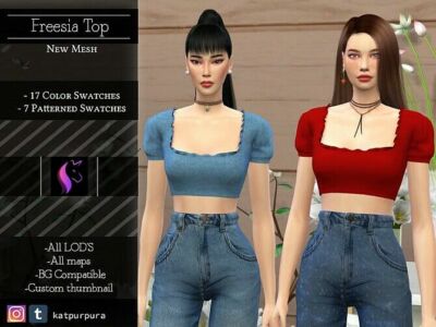 Freesia TOP By Katpurpura Sims 4 CC