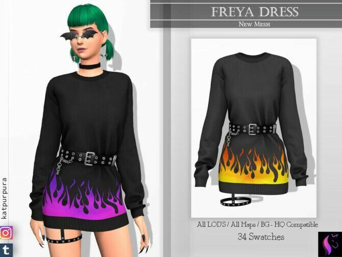 Freya Dress By Katpurpura Sims 4 CC