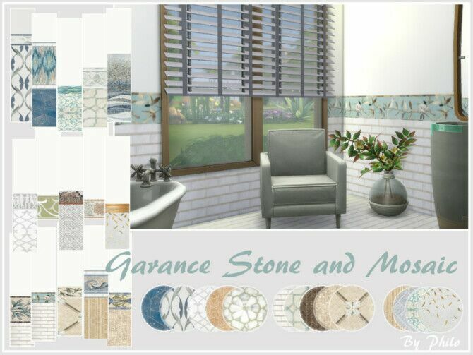 Garance Stone And Mosaic Set By Philo Sims 4 CC