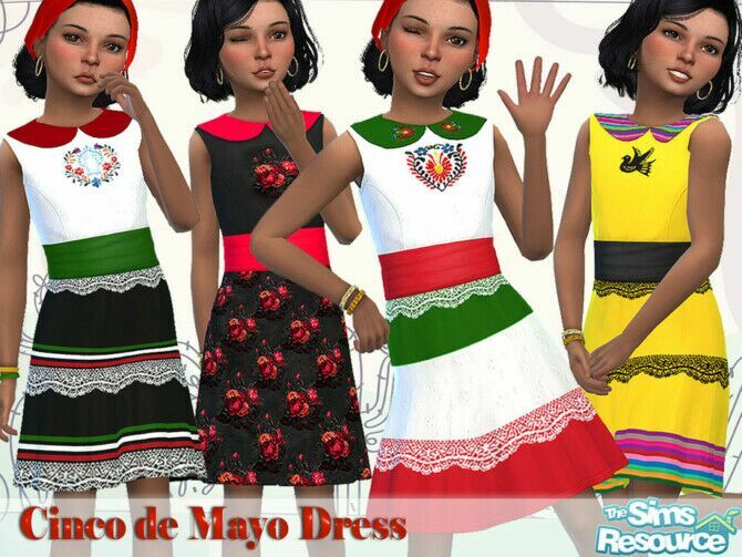 Girls Cinco De Mayo Dress By Pelineldis Sims 4 CC