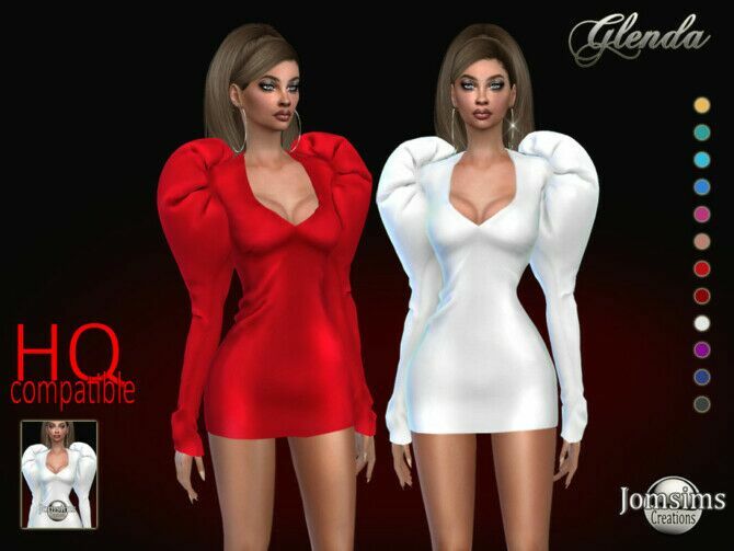 Glenda Short Dress By Jomsims Sims 4 CC