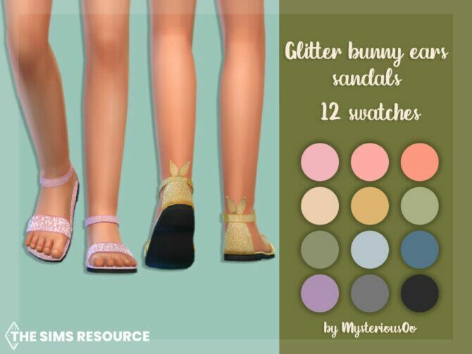 Glitter Bunny Ears Sandals By Mysteriousoo Sims 4 CC