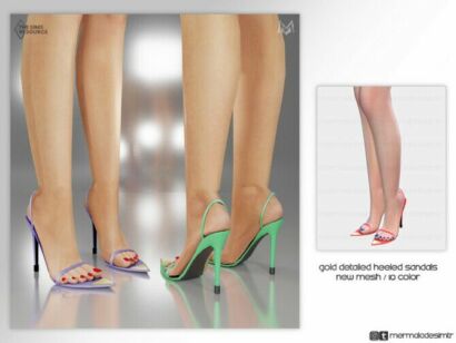 Gold Detailed Heeled Sandals S02 By Mermaladesimtr Sims 4 CC