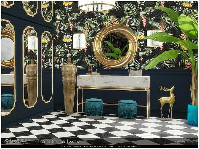 sims 4 cc grande hallway by severinka 2