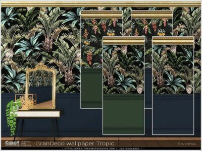 Grandeco Tropical Wallpaper By Severinka Sims 4 CC