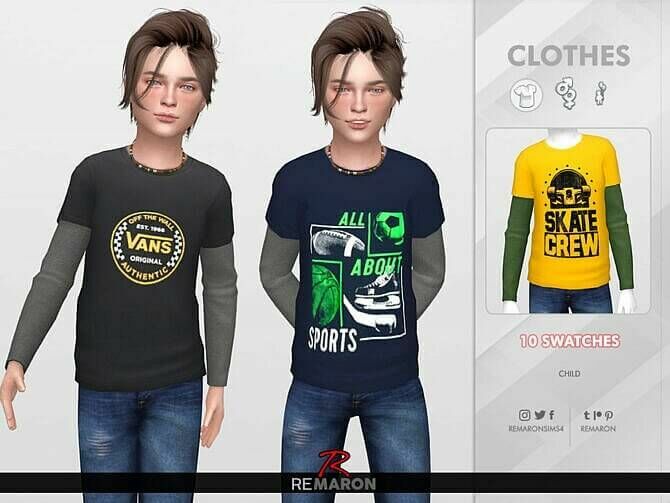 Graphic 2 Shirt For Kids 01 By Remaron Sims 4 CC