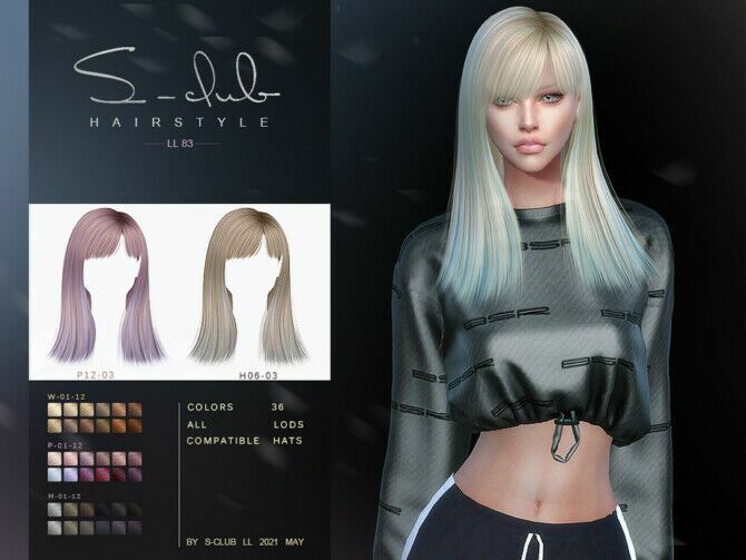 Hair N83 By S-Club LL Sims 4 CC