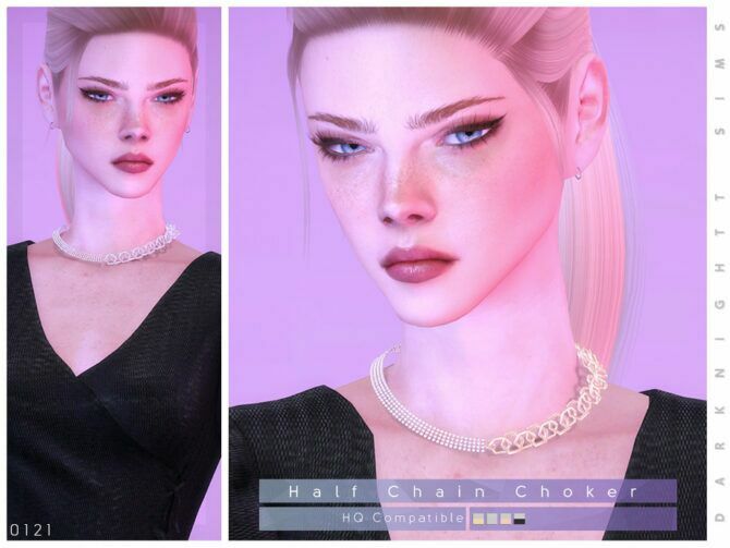 Half Chain Choker By Darknightt Sims 4 CC