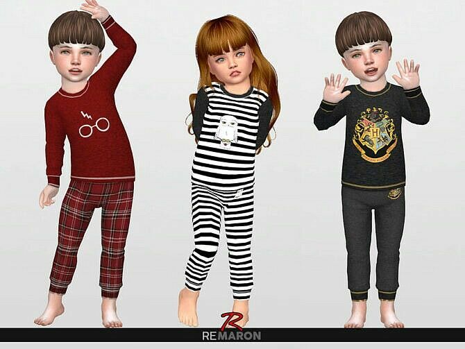 sims 4 cc harry potter pjs top for toddler 01 by remaron 2