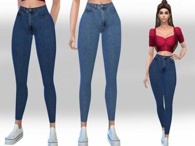 High Waist Casual Jeans By Saliwa Sims 4 CC