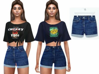 High Waisted Denim Shorts By Saliwa Sims 4 CC