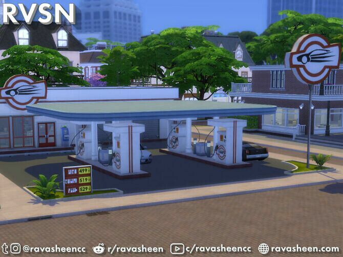 Highway Petrol GAS Station SET By Ravasheen Sims 4 CC