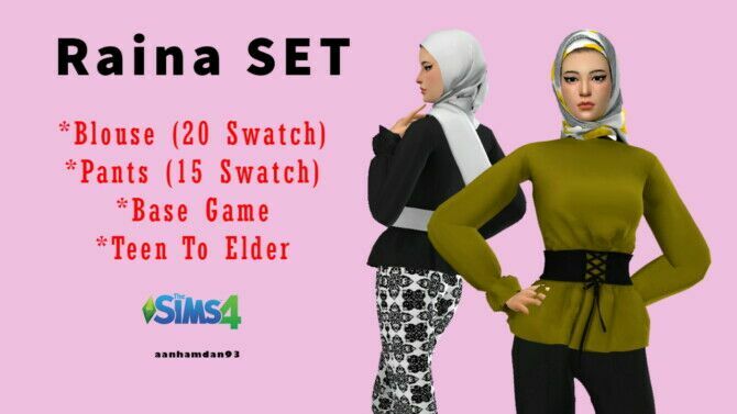 Hijab Model081 & 082 With Raina SET At AAN Hamdan Simmer93 Sims 4 CC