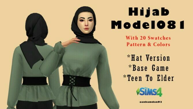 sims 4 cc hijab model081 082 with raina set at aan hamdan simmer93 3