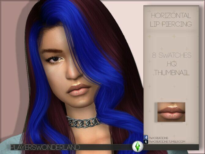 Horizontal LIP Piercing By Playerswonderland Sims 4 CC