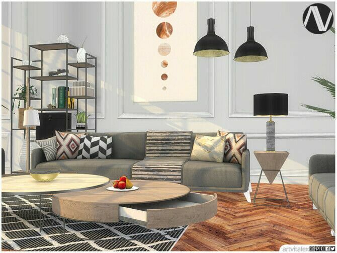 sims 4 cc huntington living room by artvitalex 3