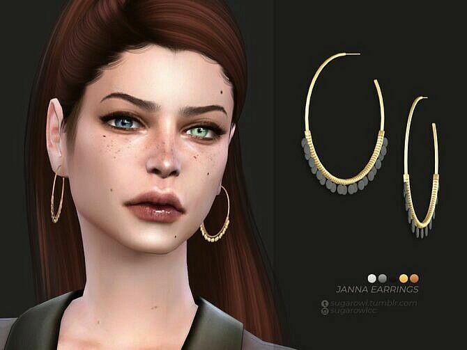 Janna Earrings By Sugar OWL Sims 4 CC