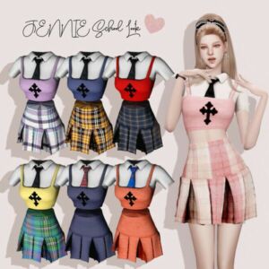 Jennie School Look K-Pop Outfit At Rimings Sims 4 CC