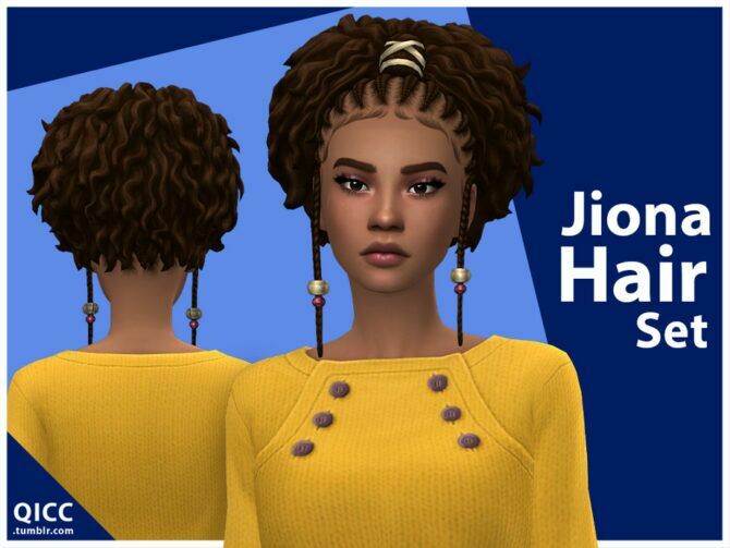 Jiona Hair SET By Qicc Sims 4 CC