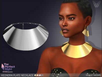 Keondra Plate Necklace By Feyona Sims 4 CC