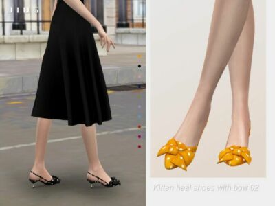 Kitten Heel Shoes With BOW 02 By Jius Sims 4 CC