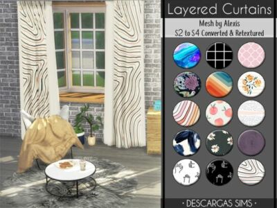 Layered Curtains At Descargas Sims Sims 4 CC