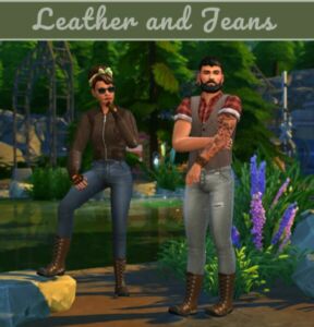 Leather And Jeans Mini Clothing Collection At Frenchie Sim Sims 4 CC