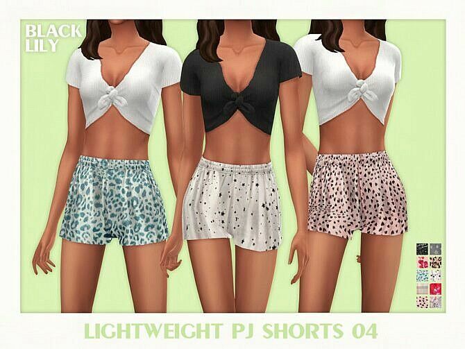 Lightweight PJ Shorts 04 By Black Lily Sims 4 CC