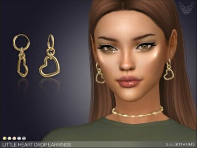 Little Heart Drop Earrings By Feyona Sims 4 CC