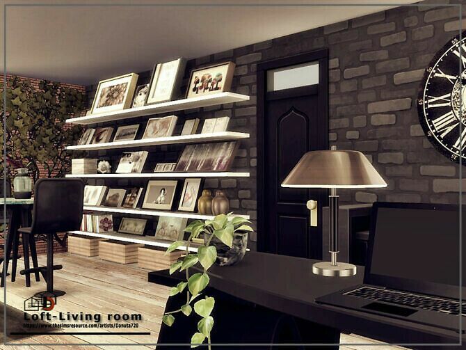 sims 4 cc loft living room by danuta720 2