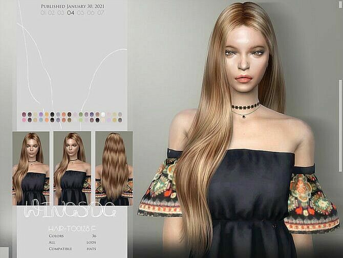 Long Side Part Hairstyle TO0204 By Wings Sims Sims 4 CC