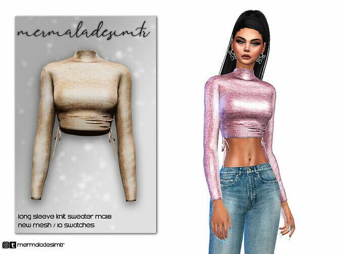 Long Sleeve Knit Sweater MC118 By Mermaladesimtr Sims 4 CC