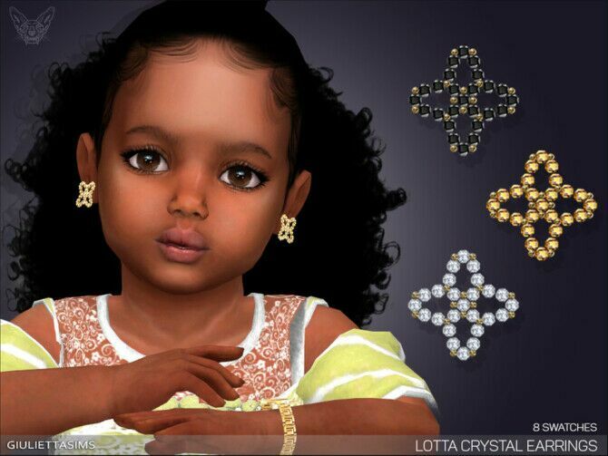 Lotta Crystal Earrings For Toddlers By Feyona Sims 4 CC