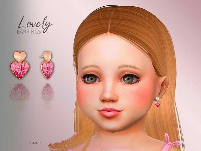 Lovely Hearts Toddler Earrings By Suzue Sims 4 CC